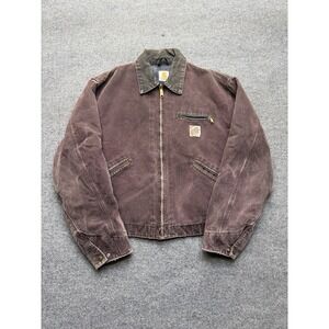 Men's Large Burgundy Carhartt Detroit J43BRG Rare Blanked Lined Cut Tag
